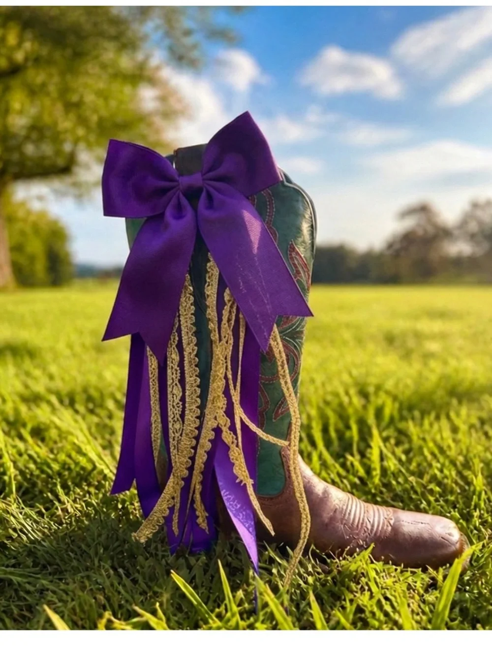 SEC Orange and White Ribbon Boot Bow - custom